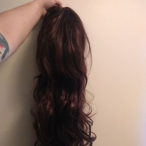 80% HUMAN HAIR WIG About 26 Inches Chocolate Brown